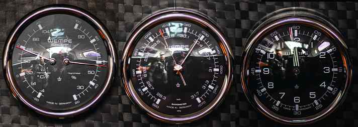 Thermometer, hygrometer, barometer, chronometer: state-of-the-art measuring instruments in a classic style