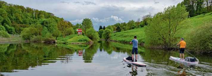 The locks are located to the right of the weirs and are well signposted.