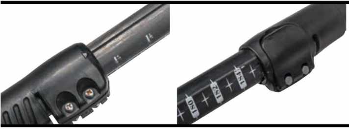 To prevent the handle from twisting during adjustment, either grooves in the pull-out tube (left) or a profile flattened on one side prevent twisting (right).