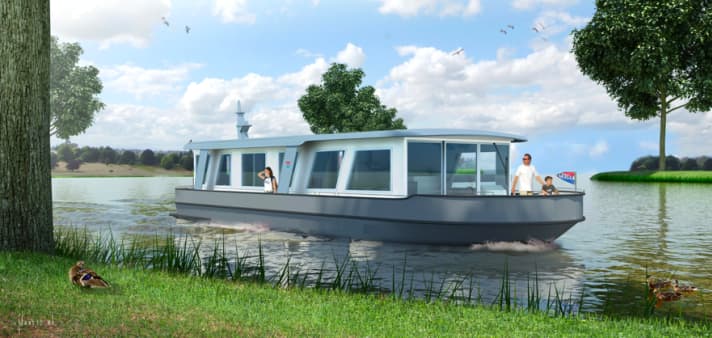 A new concept between houseboat and motor yacht.