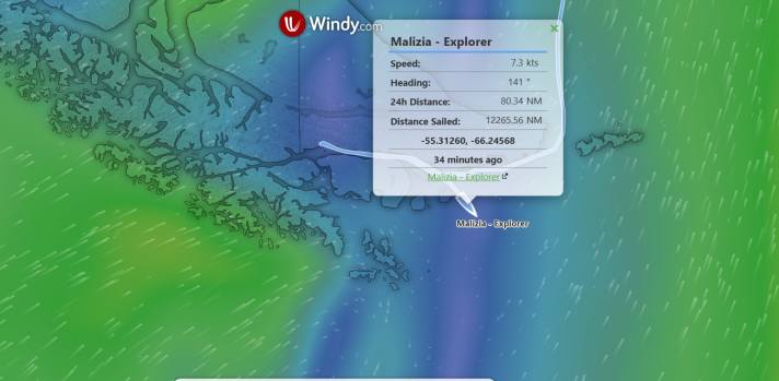 The sailing strategy in the rough Drake Passage is simple: set off when a low has passed and hope that the next one takes its time.