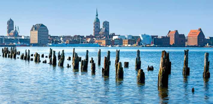 View over the Strelasund crossing to Stralsund