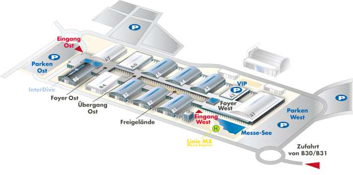 Site plan of the Friedrichshafen Exhibition Centre | Drawing: Marc André Bergmann