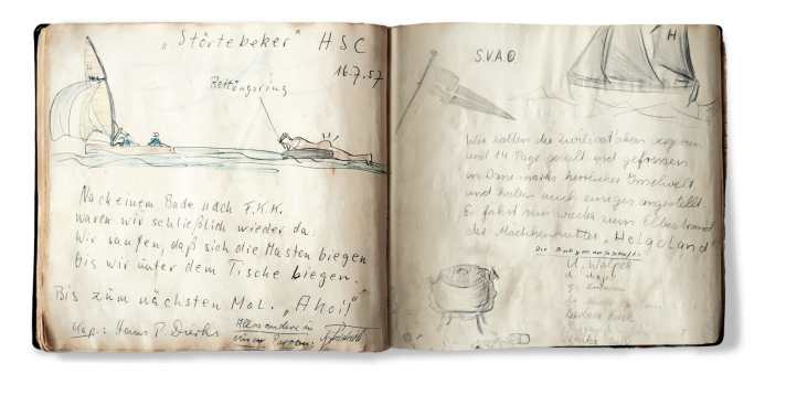 Men's cruise and girls' cutter, the travelling sailors are peacefully united in the guest books