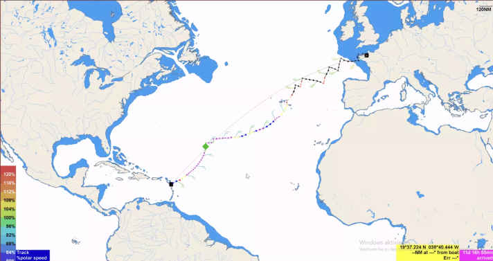 Ein Routing-Beispiel von Boris Herrmann für die anstehende Route du Rhum