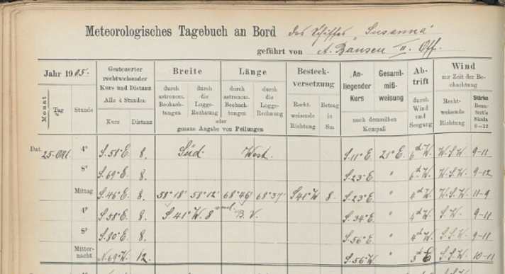   Die Original-Aufzeichnugen der fatalen Reise von Bord der „Susanna”
