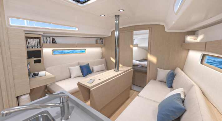   Oceanis 34.1. Lichter und luftiger Ausbau in heller Eiche