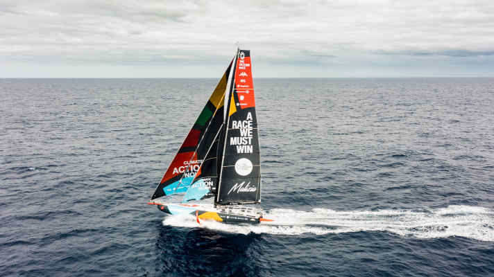 The Ocean Race 2022-23 - 8 mars 2023, Leg 3, Day 10 onboard Team Malizia. Vue du drone.