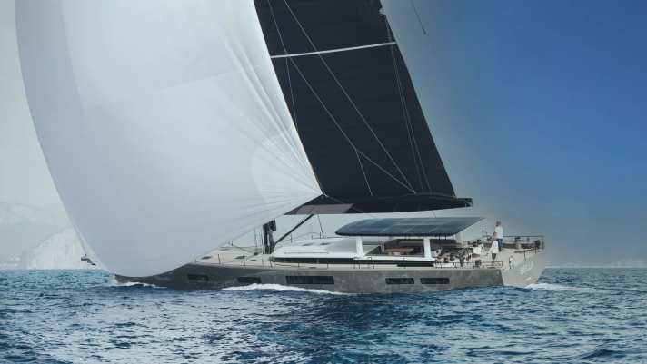 „Bella“: Styling und Konstruktion der Y9 lieferte erneut Tripp Design. Raumschots beträgt die Segelfläche mit Gennaker 859 Quadratmeter