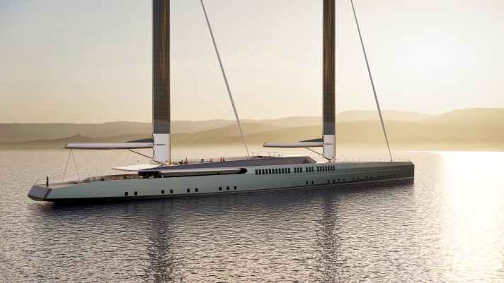 Wing 100: i due alberi della barca a vela in alluminio di 100 metri possono essere utilizzati come sartiame verticale.