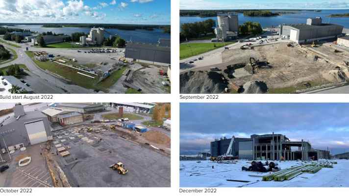 The construction progress of the new 7700 square metre hall.