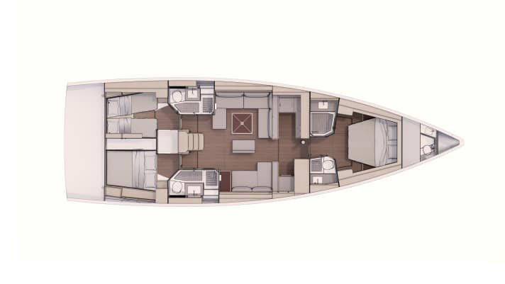   Spacious: three cabins, three bathrooms
