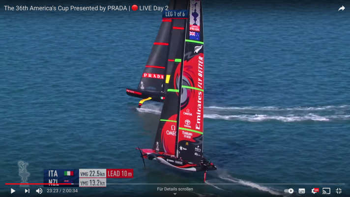   The Italians turn down the New Zealanders downwind