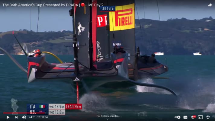   The New Zealanders are unable to hold on and sink to leeward