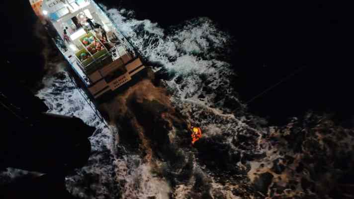 A fishing boat was able to rescue the family from the life raft. They were later picked up by a helicopter and taken to hospital for medical treatment.