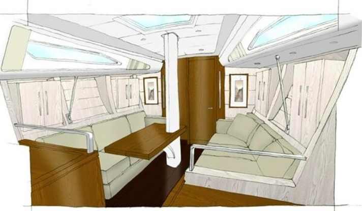   Familiar crack, higher-quality interior: both the Maxi 1050 (illustration) and the Maxi 1300 are redesigned inside by Najad in-house designer Dick Young