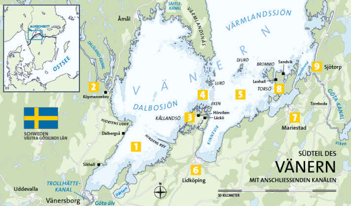 Southern part of Lake Vänern | Map: Christian Tiedt