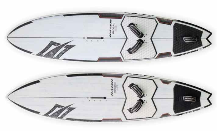 Der Naish Global Quad (oben) hat im Heck mehr Volumen.