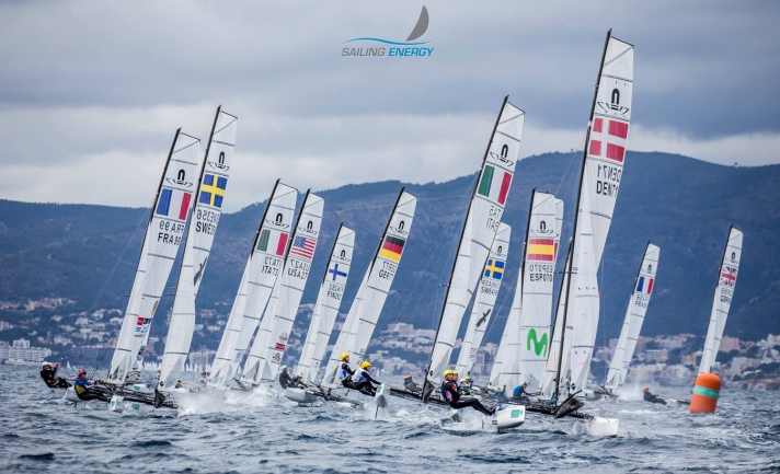   The Nacra 17 fleet in the bay of Palma