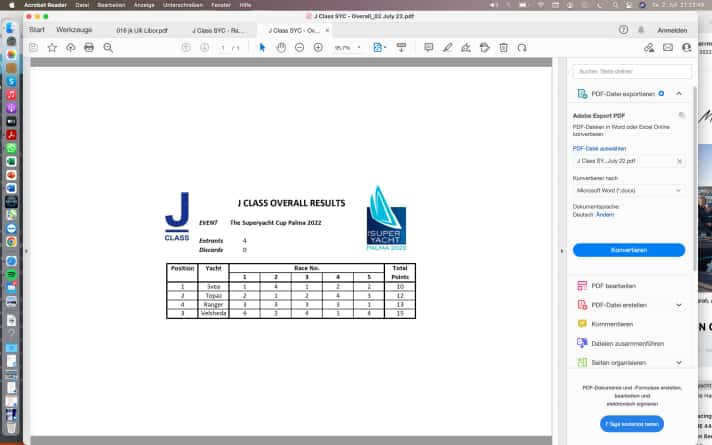   The final result of the J-Class summit off Palma