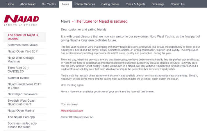   Farewell words from the Najad boss
