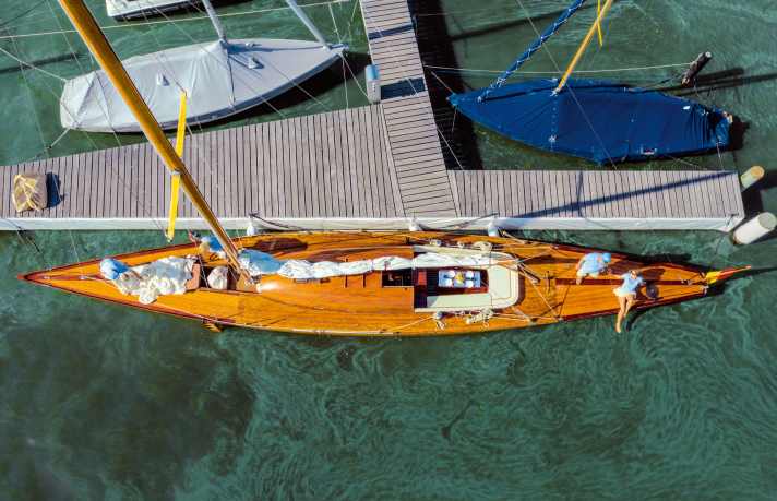 Heimathafen des Schärenkreuzers ist heute die Steganlage vor dem Verein Seglerhaus am Wannsee