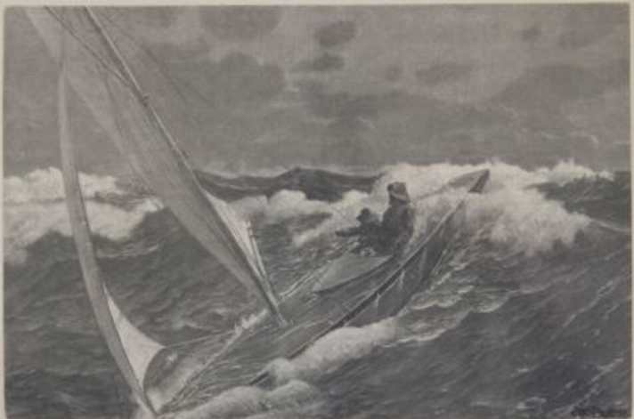   Viaggio burrascoso di uno yacht di classe speciale agli albori della navigazione, disegnato da Otto Protzen