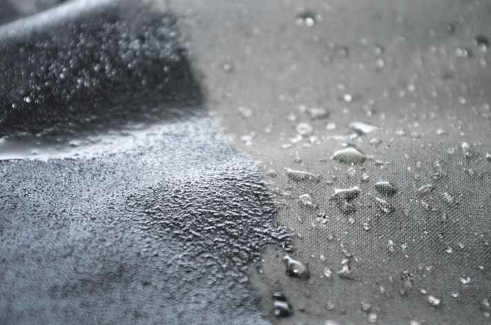   Water vapour can only be transported to the outside if the waterproofing is intact and the water beads up. Soaked fabric stops breathability