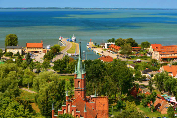   Blick von Frombork über das Frische Haff.