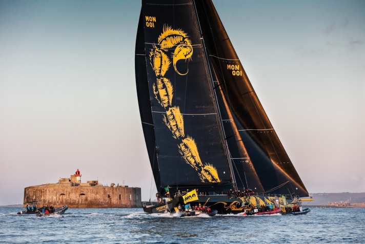 Done: "Skorpios" crosses the finish line off Cherbourg as the first monohull after two days, eight hours and 33 minutes. | n.