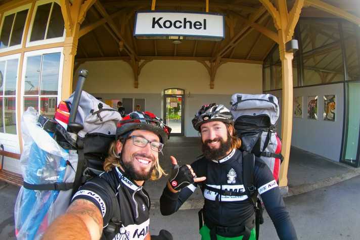 The Stecher brothers happily reach their destination.