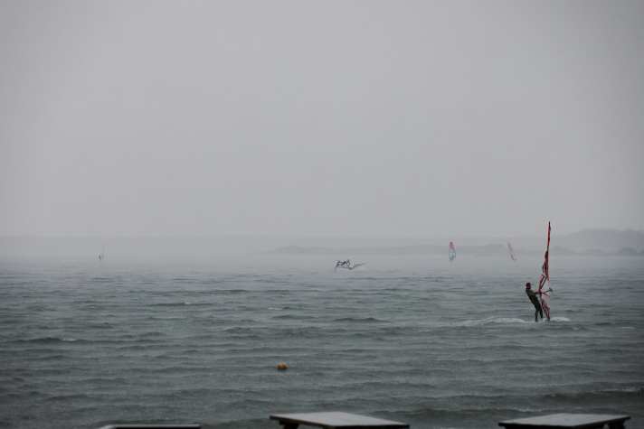 Mixed weather with many fronts caused problems for the race committee.