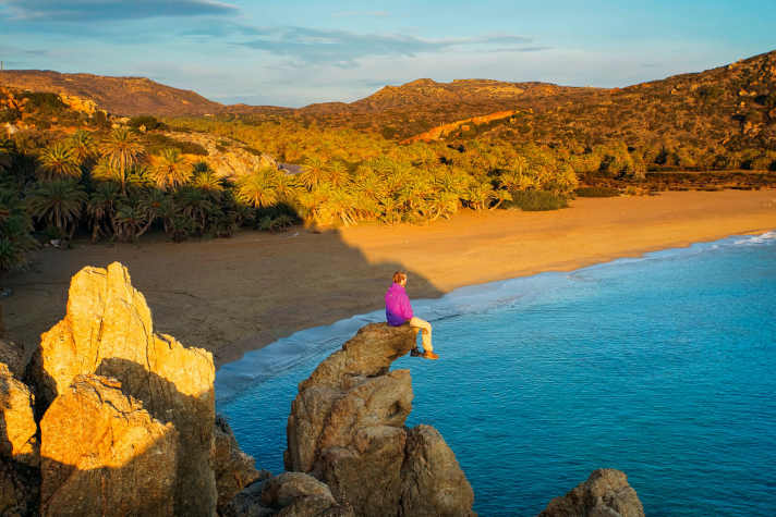   Den Palmenstrand von Vai werden nur Winterurlauber so idyllisch und menschenleer antreffen. 