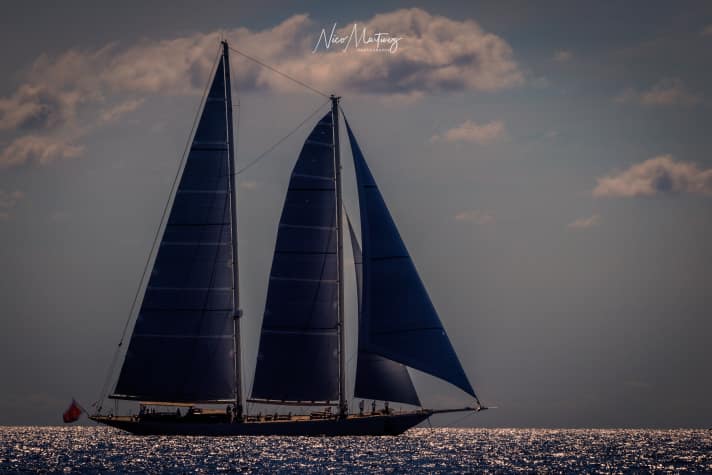 Seen through the eyes of Spanish world-class photographer Nico Martinez: the Dykstra 152 "Windrose of Amsterdam" at the Ibiza JoySail