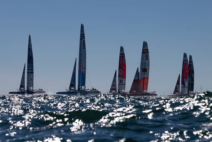 Die F50-Katamaranflotte des SailGP. Neun Teams ringen aktuell um Siege und Punkte