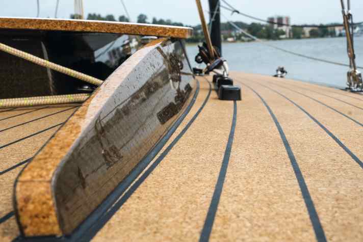   Its technical properties make cork an ideal decking material, and the natural product is also sustainable