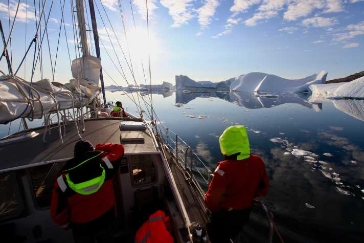   The "Freydis III" of circumnavigators Heide and Erich Wilts on a cruise in the North Atlantic. She is currently spending the winter in Iceland