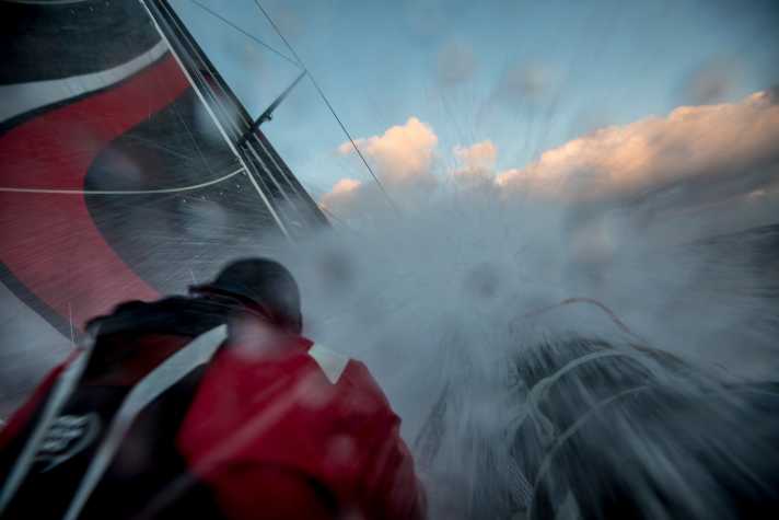   The Sun Hung Kai / Scallywag team during the seventh leg, on which crew member John Fisher went overboard near Point Nemo and remained missing