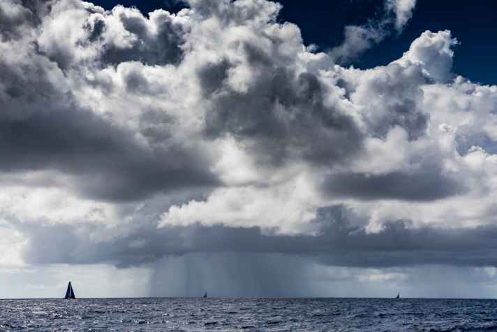   The view from on board AkzoNobel of the competition on the horizon