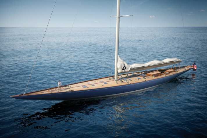   Eine neue „Ranger" und doch nicht ganz: Rendering der „Cheveyo", die einem der sechs Risse der berühmtesten J-Class nachempfunden ist
