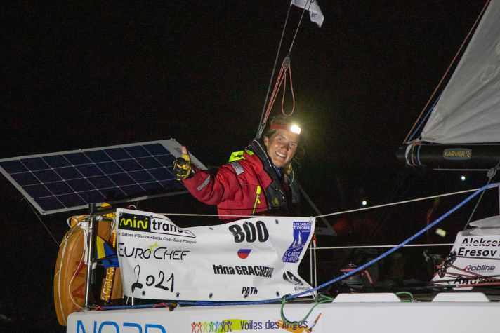   Erfolgreich, engagiert und sehr beliebt in der internationalen Mini-Familie: die russische Skipperin Irina Gracheva bei der letzten Auflage des Mini-Transat EuroChef