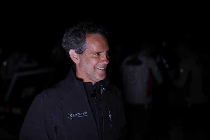   This is what a happy winner looks like: "Skorpios" skipper Fernando Echavarri