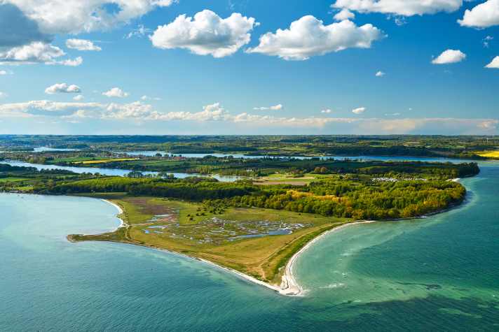 View of the bay of Thurø Bund, surrounded by forest and greenery
