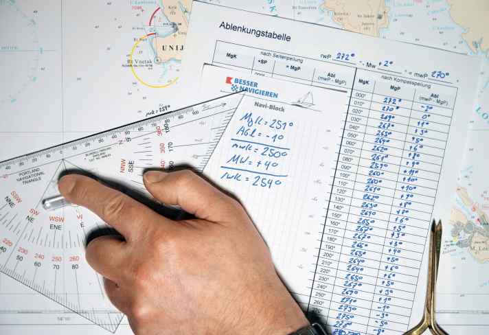Navigationsserie YACHT, Teil 2 RV2023 KLAMBT Redaktion Lasse Johannsen
Für die Beschickung der bordseitigen Magnetkompassablenkung wurde für den Steuerkurs im Idealfall eine Ablenkungstabelle aufgestellt  die Deviation lässt sich ebenso unterwegs überprüfen