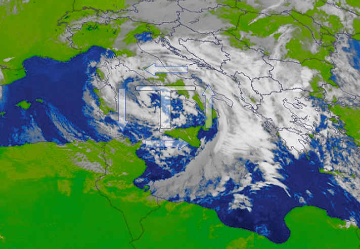 Satellitenfoto bei Tramontana an der ligurischen Küste