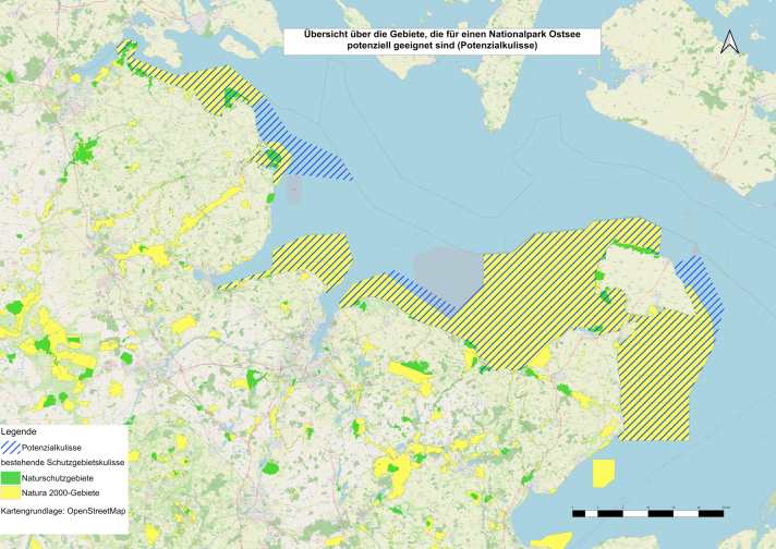 Die sogenannte Potenzialkulisse umfasst zu großen Teilen bereits unter Schutz stehende Gebiete. In einem Nationalpark Ostsee wären Befahrensregeln durch das Bundesverkehrsministerium zu erlassen