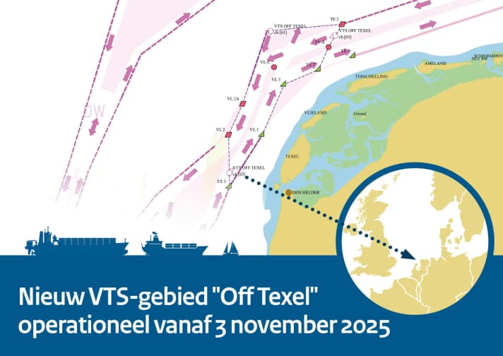 The new VTS area "Off Texel" off the West Frisian Islands