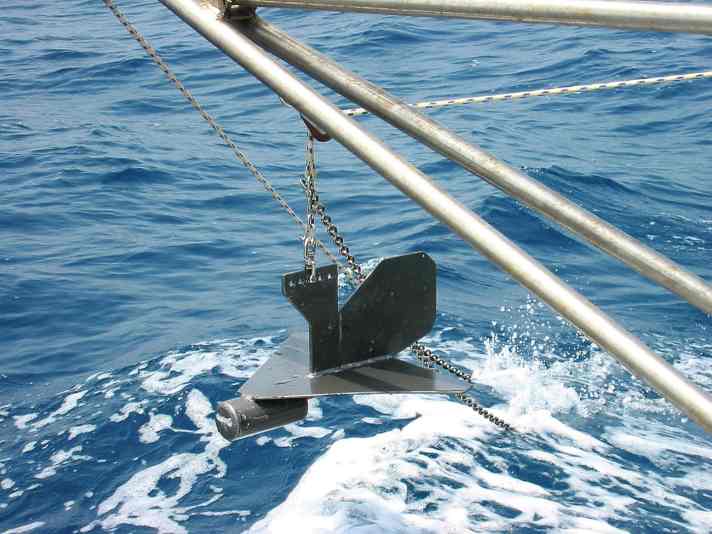 Flopperstoppers are used on long booms across the boat. These are also known as paravanes or birds.