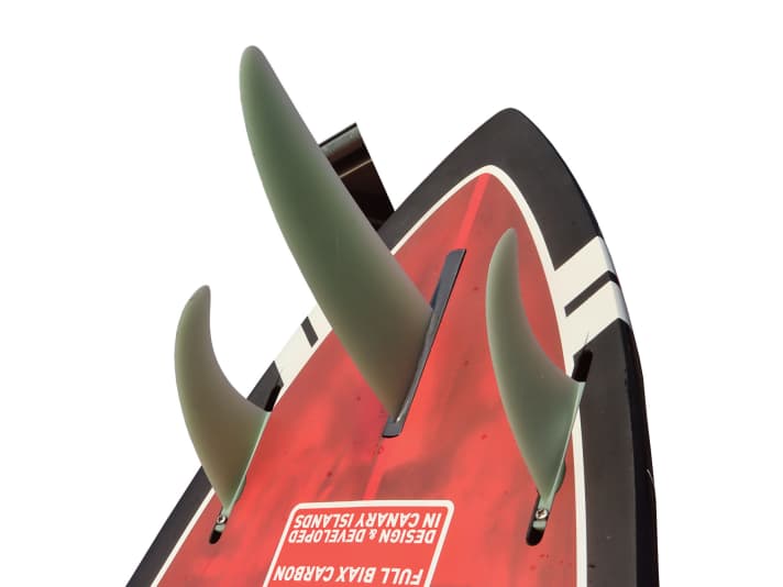 This thruster fin setup provides more manoeuvrability and speed when going upwind.