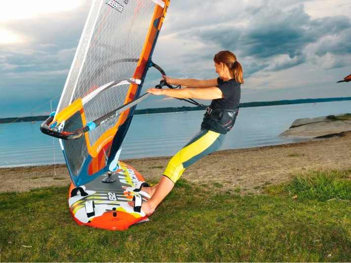 On wide boards, you are far to the outside when planing - this requires a high fork position on land